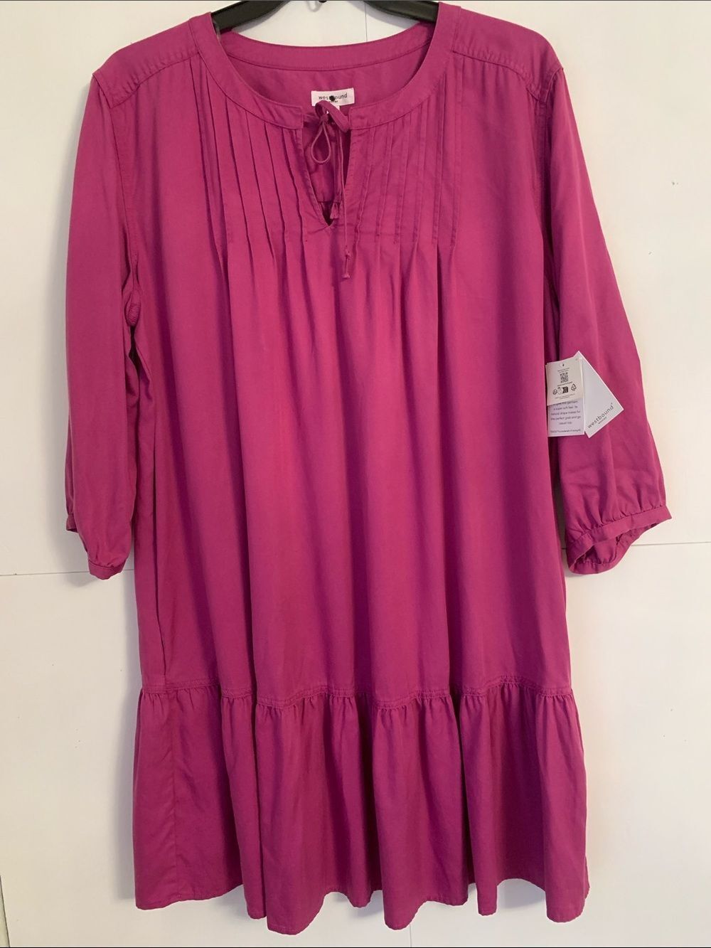 NWT Westbound 100% Tencel Fuchsia Tie-Neck Tiered Dress Size 1X